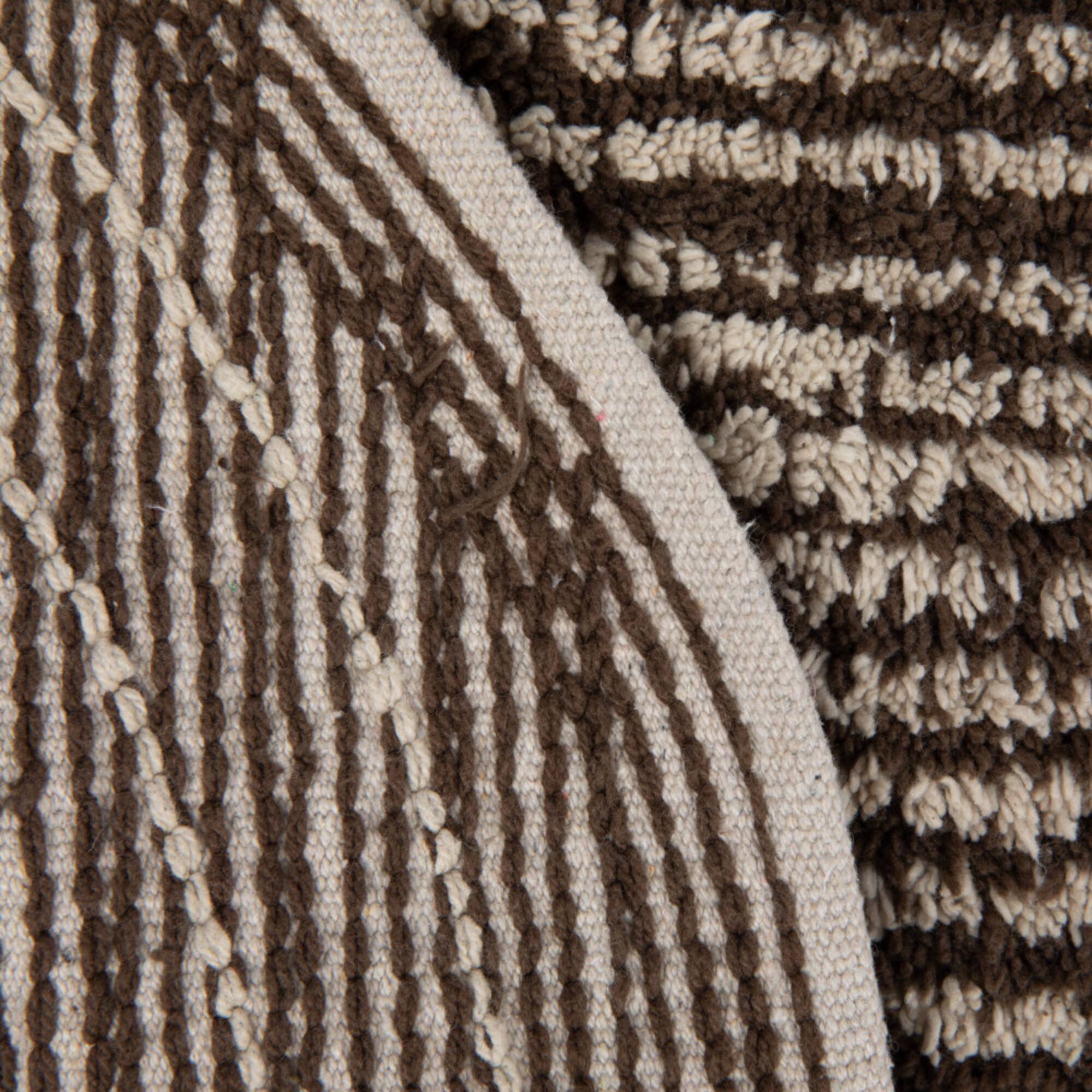 Hello Honey® Brown & Ivory Modern Oval Cotton Tufted Rug With Woven Line Design, 60" x 24"